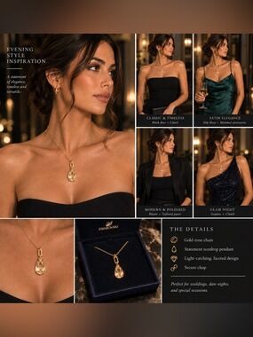 Swarovski Gold-Tone Teardrop Necklace